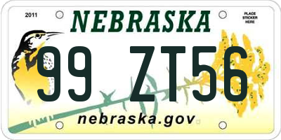 NE license plate 99ZT56