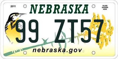 NE license plate 99ZT57