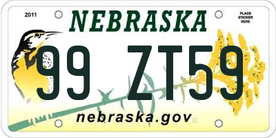 NE license plate 99ZT59