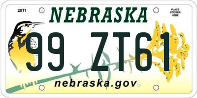 NE license plate 99ZT61