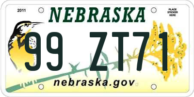 NE license plate 99ZT71