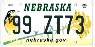 NE license plate 99ZT73