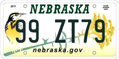 NE license plate 99ZT79