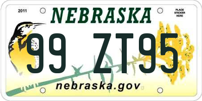 NE license plate 99ZT95