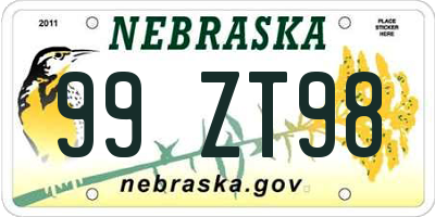 NE license plate 99ZT98