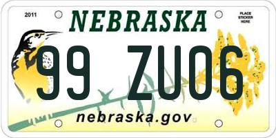 NE license plate 99ZU06