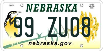 NE license plate 99ZU08