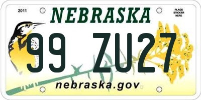 NE license plate 99ZU27