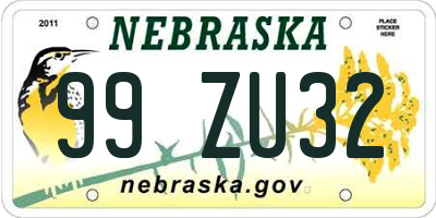 NE license plate 99ZU32
