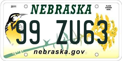 NE license plate 99ZU63