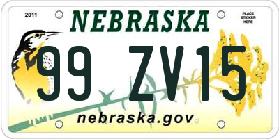 NE license plate 99ZV15