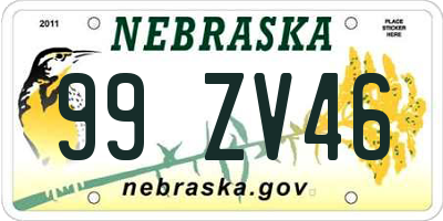 NE license plate 99ZV46