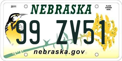 NE license plate 99ZV51