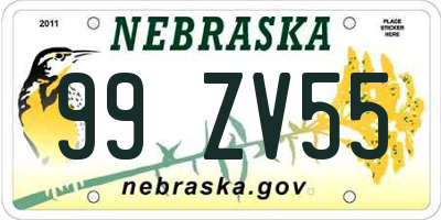 NE license plate 99ZV55