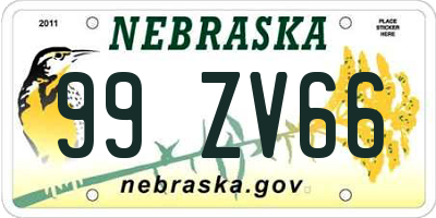 NE license plate 99ZV66
