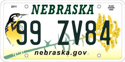 NE license plate 99ZV84