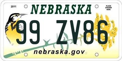 NE license plate 99ZV86