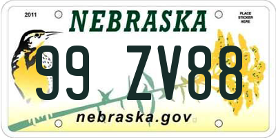 NE license plate 99ZV88