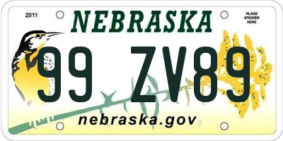 NE license plate 99ZV89