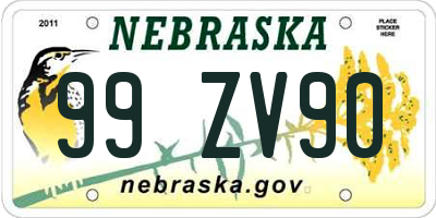 NE license plate 99ZV90