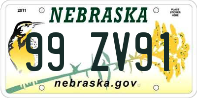 NE license plate 99ZV91