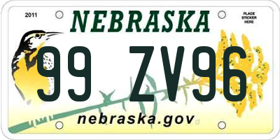 NE license plate 99ZV96