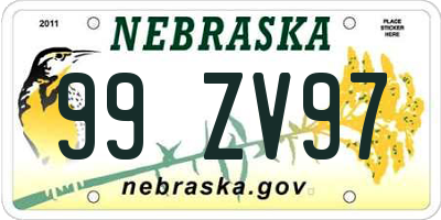 NE license plate 99ZV97