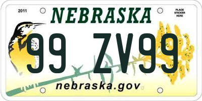 NE license plate 99ZV99