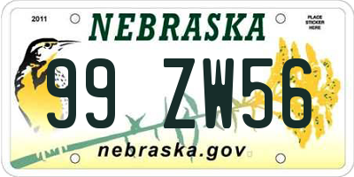 NE license plate 99ZW56