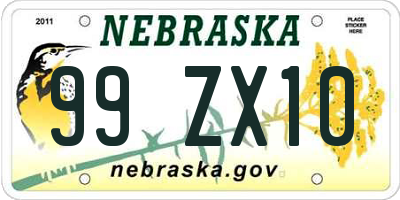 NE license plate 99ZX10