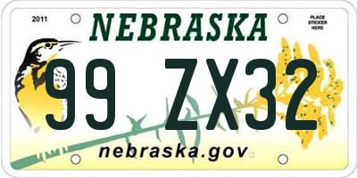 NE license plate 99ZX32