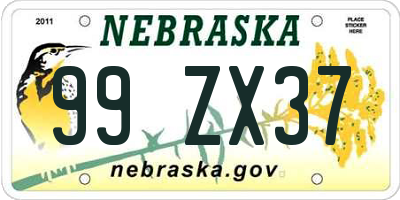 NE license plate 99ZX37