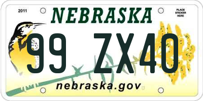 NE license plate 99ZX40