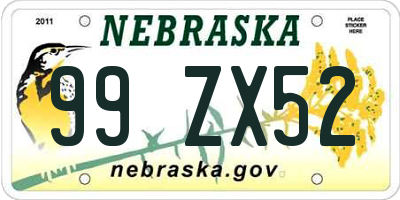 NE license plate 99ZX52