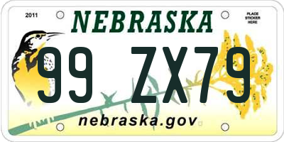 NE license plate 99ZX79