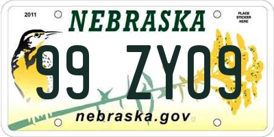 NE license plate 99ZY09