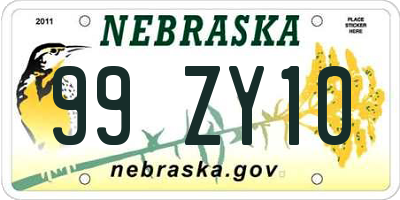 NE license plate 99ZY10