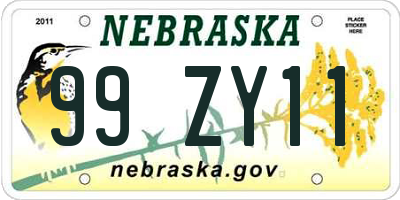 NE license plate 99ZY11