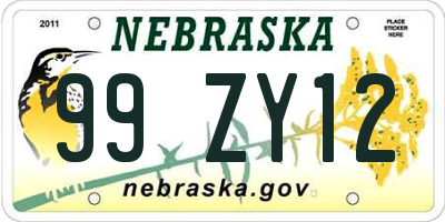 NE license plate 99ZY12