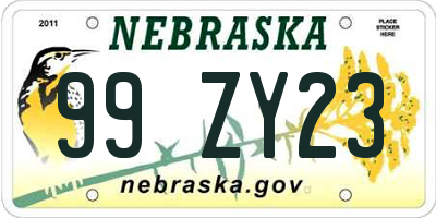 NE license plate 99ZY23