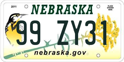 NE license plate 99ZY31