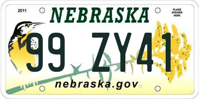 NE license plate 99ZY41