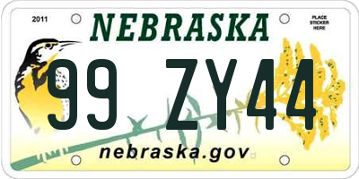 NE license plate 99ZY44