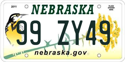 NE license plate 99ZY49