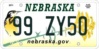 NE license plate 99ZY50