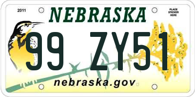 NE license plate 99ZY51