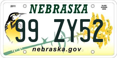 NE license plate 99ZY52