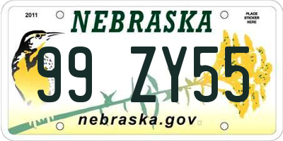 NE license plate 99ZY55