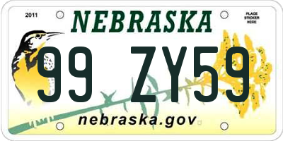 NE license plate 99ZY59