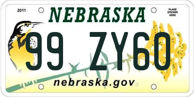 NE license plate 99ZY60